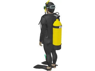 Scuba Diver Male 3D Model preview