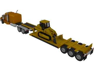 Lowboy Semi Truck 3D Model preview