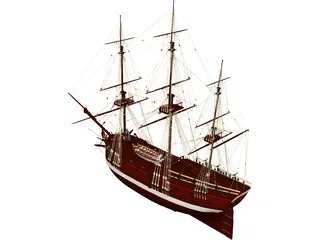 Schooner Frigate Constitution Class 3D Model preview