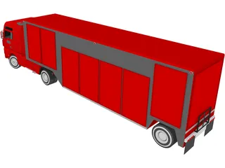 Euro Semi Truck with Trailer 3D Model preview