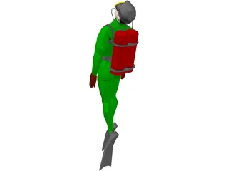 Scuba Diver 3D Model preview