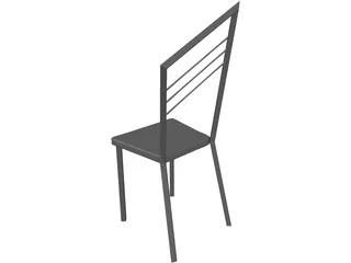 Steel Kitchen Chair with Wooden Seat 3D Model preview