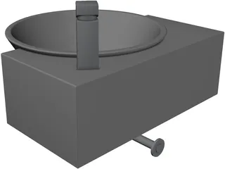 Modern Bathroom Hand Basin - Arke540 and Tap (Faucet) 3D Model preview