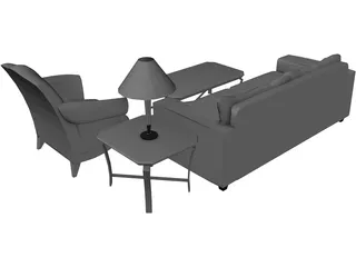 Classic Living Room Set 3D Model preview