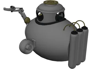 Submarine Sub Fantasy 3D Model preview