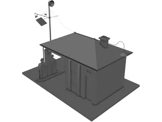 Vintage Gas Station 3D Model preview