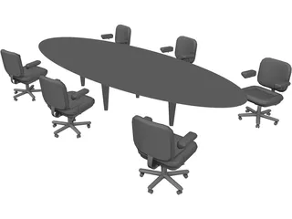 Table with Chairs 3D Model preview