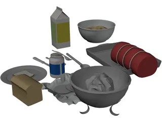 Meal Prep Items 3D Model preview
