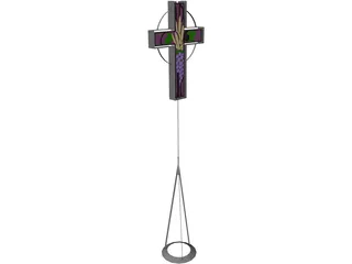 Carved Processional Cross 3D Model preview