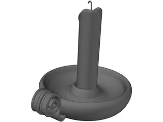 Bedtime Candle and Holder 3D Model preview