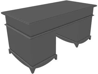 Old Wooden Desk 3D Model preview