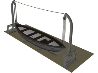 Lifeboat and Davits 3D Model preview