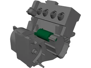 Honda CBR F2 600cc Motorcycle Engine 3D Model preview