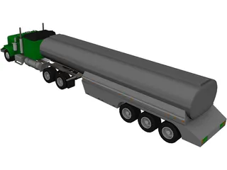 Ford Semi Truck with Tanker Trailer 3D Model preview