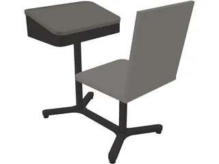 School Desk 3D Model preview