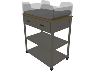 Hospital Cart Bassinet 3D Model preview