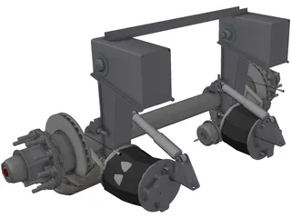 Truck Axle with Brakes 3D Model preview