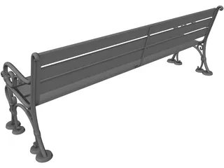 Wood and Metal Park Bench 3D Model preview