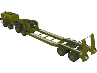 MAZ 543 with Transport Trailer 3D Model preview