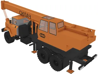 KrAZ 63221 with KTA-25 Crane 3D Model preview