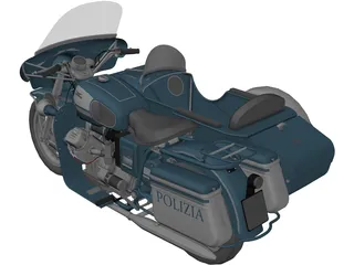 Moto Guzz with Sidecar 3D Model preview