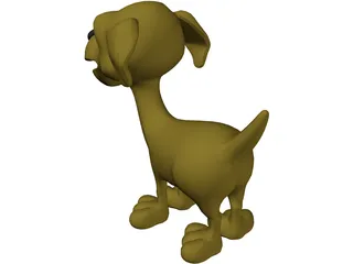 Happy Dog Cartoon 3D Model preview