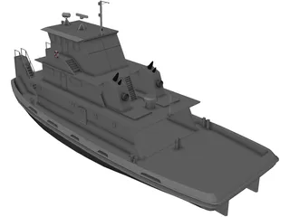 Tug-Push Boat 3D Model preview