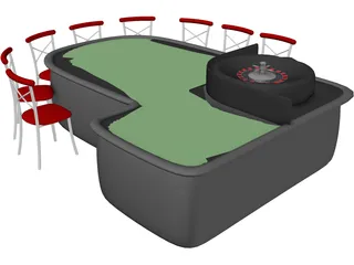 Roulette Table 3D Model preview