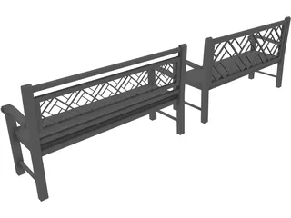 Wood Benches 3D Model preview