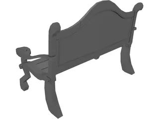 Wooden Park Bench 3D Model preview