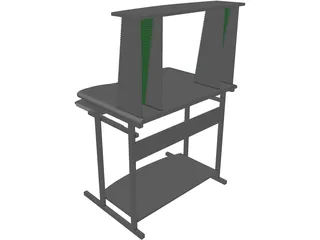 Desk with CD Rack 3D Model preview