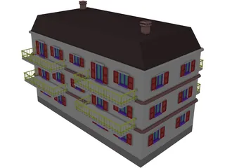 Apartment Building 3D Model preview