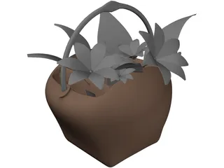 Flowers Basket 3D Model preview
