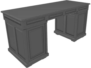 Wood Desk 3D Model preview