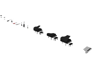 Musical Instruments Set 3D Model preview