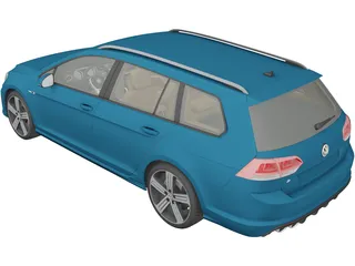 Volkswagen Golf R Variant (2015) 3D Model preview