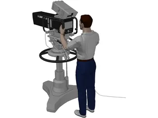 TV Camera with Operator 3D Model preview