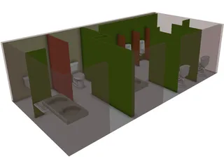 Male and Female Toilet 3D Model preview
