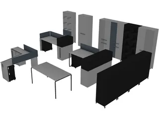Modern Office Furniture Collection 3D Model preview