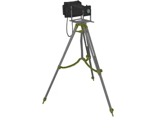 Old Fashion Camera On Tripod 3D Model preview