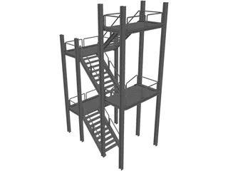 Two-level Stairs 3D Model preview