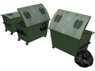 Plastic Dumpsters 3D Model preview