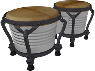 Bongos Pair 3D Model preview