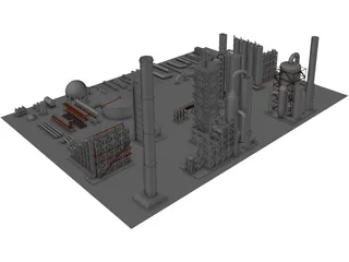 Oil Refinery Parts 3D Model preview