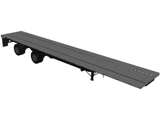 Split Axle Flatbed Trailer 3D Model preview