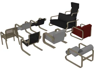 Armchair Collection 3D Model preview
