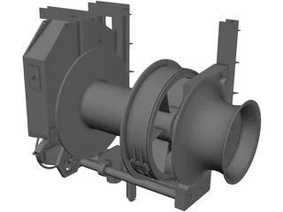 Hydraulic Winch 3D Model preview