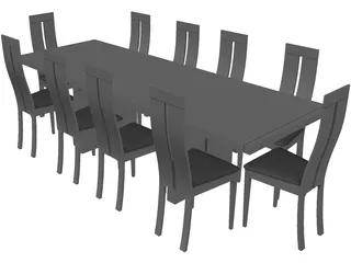 Table with Chairs 3D Model preview