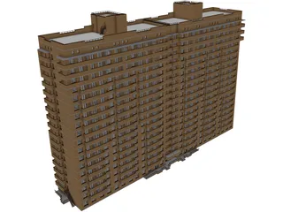 Apartments Block 3D Model preview