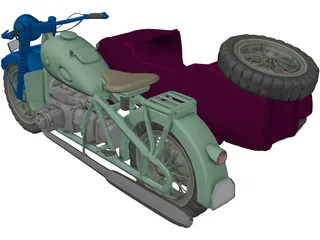 BMW R75 Motorcycle 3D Model preview